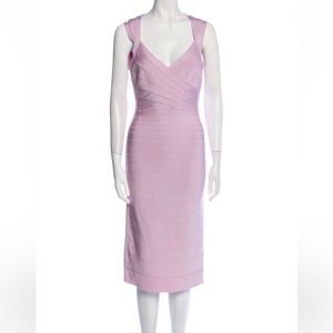 Herve Leger Sara Lilac Bandage Sleeves Dress Sweet Heart Neck size M